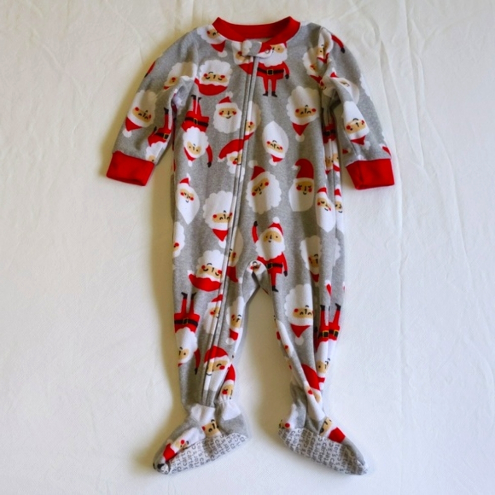 carter's christmas santa fleece zipper footie sleeper pajamas 12 months baby
